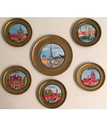 Brass Ceramic Coasters Bavaria Munchen Augsburg Landshut Ansbach Bayreut... - £43.85 GBP