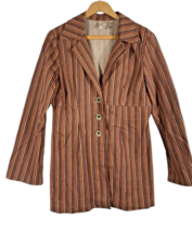 FL Malik 70s Inspired Blazer Jacket Y2K Boho Stripe Retro Hippie Grunge ... - $99.89