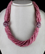 Natural Pink Tourmaline Carved &amp; Beads 878 Ct Stone Diamond Silver Fine ... - $4,429.99 CAD