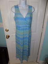 J Jill Faux Wrap Maxi Dress Blue Multi-Color Print Sleeveless Size PS Women&#39;s - £18.38 GBP