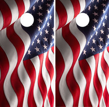 Waterproof Cornhole WRAPS / Waving American Flag  / USA Flag / Laminated - $85.00
