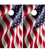 Waterproof Cornhole WRAPS / Waving American Flag  / USA Flag / Laminated - $115.75 CAD