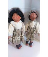 Vintage Pair of  African American  Porcelain Dolls Boy Girl  Sunday Best - £114.80 GBP