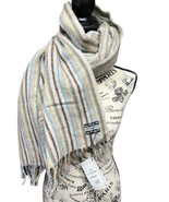 Vintage NEW Christina Chiti Pure New Wool Large Scarf Shawl Wrap Striped... - £40.97 GBP