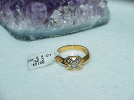 18K Yellow gold .50ct 5 Diamond X Ring Size 7 New Tag High Retail $2150 Men lady - £712.21 GBP