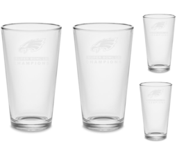  SET OF 4  Philadelphia Eagles Super Bowl 52 Champions Beer Etched Glasses - £28.95 GBP