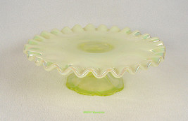 Rare Fenton Topaz Opalescent Carnival Hobstar &amp; Floral Mini Cake or Torte Plate - $186.64