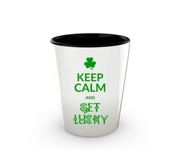 St Patricks Day Shot Glasses Keep Calm and Get Lucky Gift Novelty Celtic Knots - $16.95