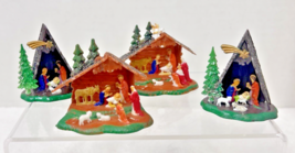 Lot of 4 Vintage Miniature Nativity Scene Hard Plastic made in Hong Kong - $29.21