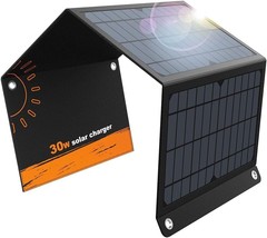 Solar Charger 30W Solar Panel QC3.0 USB and 1DC 18V1.66A Ports Panel Has... - £107.51 GBP