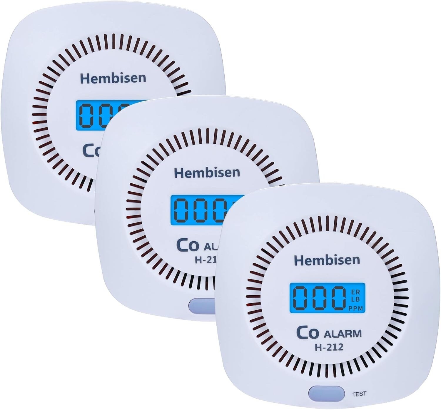 3 Packs Carbon Monoxide Detectors - Hembisen CO Alarm Detector Monitor B... - $29.68
