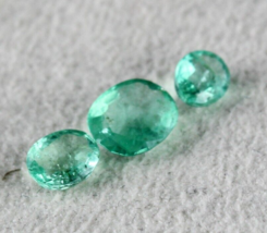 Natural Colombian Emerald Oval Cut 3 Pcs 1.31 Carats Gemstone Designing Jewels - £151.87 GBP