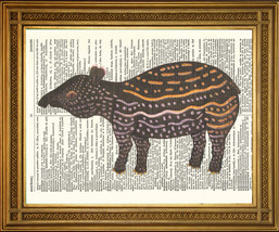 Wild Animals: Selection of 4 Prints - Bear, Meercats, Lynx, Tapir Dictionary ... - £5.25 GBP