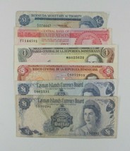 Caribbean Nations 6-Notes Lot // Barbados, Bermuda, Caymans &amp; Dominican Republic - £43.79 GBP