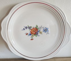 Vintage Universal Potteries Plate Warranted Gold 22 Kt Floral Scalloped Edge USA - $15.29