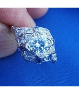 Earth mined Diamond Sapphire Deco Engagement Ring Vintage Platinum Solit... - £5,915.76 GBP