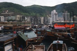 Original Hong Kong Aberdeen Waterfront Scenes Boats Buildings 3 Photo Slides - £22.28 GBP