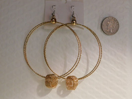 Fashion Jewelry Ladies Womens Knot Hoop Earrings Gold Tones Hook Fasteners - £4.70 GBP