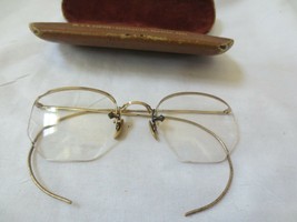 Vgt 30s American Optical Ful Vue Eyeglasses 1/10 12K Gf Semi Rimless w/case - £47.19 GBP