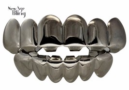 Custom Fit Gun Metal Plated Teeth Caps Top &amp; Bottom Set Grillz + Molds - £7.38 GBP