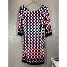 APT.9 Multicolor Shift Dress 3/4 Sleeve Geometric Print Scoop Neck Women... - $511.24 MXN