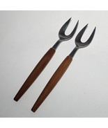 Set of 2 Vintage MCM NEVCO Wood Wooden Handles Cocktail Cheese Salad For... - £11.76 GBP