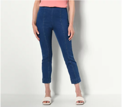 Joan Rivers Cotton Pull-On Denim Knit Ankle Pant (Med Wash, Petite XS) A496275 - £17.53 GBP