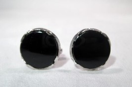 Vintage Anson Sterling Silver Black Onyx Cufflinks K872 - $48.51