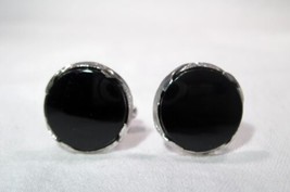 Vintage Anson Sterling Silver Black Onyx Cufflinks K872 - £38.14 GBP