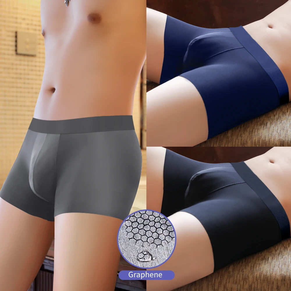 Sporting Brand 4PCS Men&#39;s Underwear Graphene 3A Antibacterial Underpants Ice Sil - £33.61 GBP