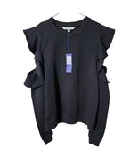 Rebecca Minkoff Black Medium Gracie Cold Shoulder Ruffle Sweatshirt NEW - $34.92