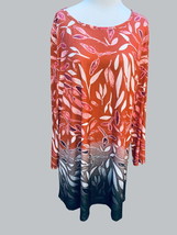 Lily By Firmiana Round Neck Multi Color Leaf Pattern Long Top New Size 4XL - £25.62 GBP
