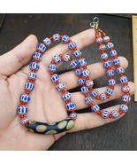 Beautiful Blue chevron and Black Floral glass pendant beaded necklace Gift - €35,65 EUR Beautiful Blue chevron and Black Floral glass pendant beaded necklace Gift - €35,65 EUR