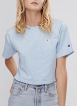 Champion Shirt Womens Small Heather Blue Short Sleeve Round Neck Cropped T Shirt - £7.11 GBP