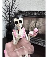 Halloween Ballerina Pink Skeleton with Makeup Sitting on Spell Books Fig... - $36.99