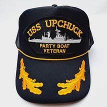 USS UPCHUCK Party Boat Veteran Foam Mesh Snapback Drinking Hat Cap Black... - £17.34 GBP