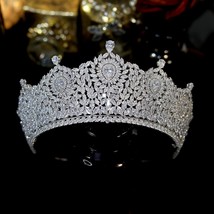 Elegant Tiaras And Crowns Retro Bridal Big Crown High Quality Cubic Zirconia Wed - £165.42 GBP