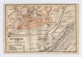 1914 Original Antique Map Of Wittenberg / SAXONY-ANHALT / Germany - $23.05