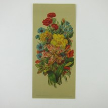 Victorian Greeting Card Flower Bouquet Red Blue Yellow Florals Antique 1880 - £8.80 GBP