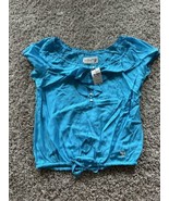 Abercrombie Kids Girls Ruffles Blue Tie Wasit Top Short Sleeve Size Larg... - $398.88 MXN