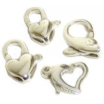 4 Sterling Silver Lobster Claw Heart &amp; Dolphin Clasps - £21.67 GBP