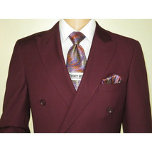 Men Apollo King Double Breasted Suit Classic Peak Lapel Pleated DM29 Burgundy image 5