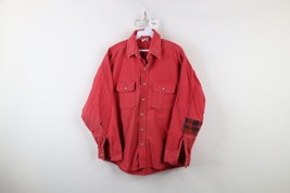 Vintage 90s Five Brother Mens Large Thrashed Chamois Cloth Button Shirt Red USA - £39.27 GBP