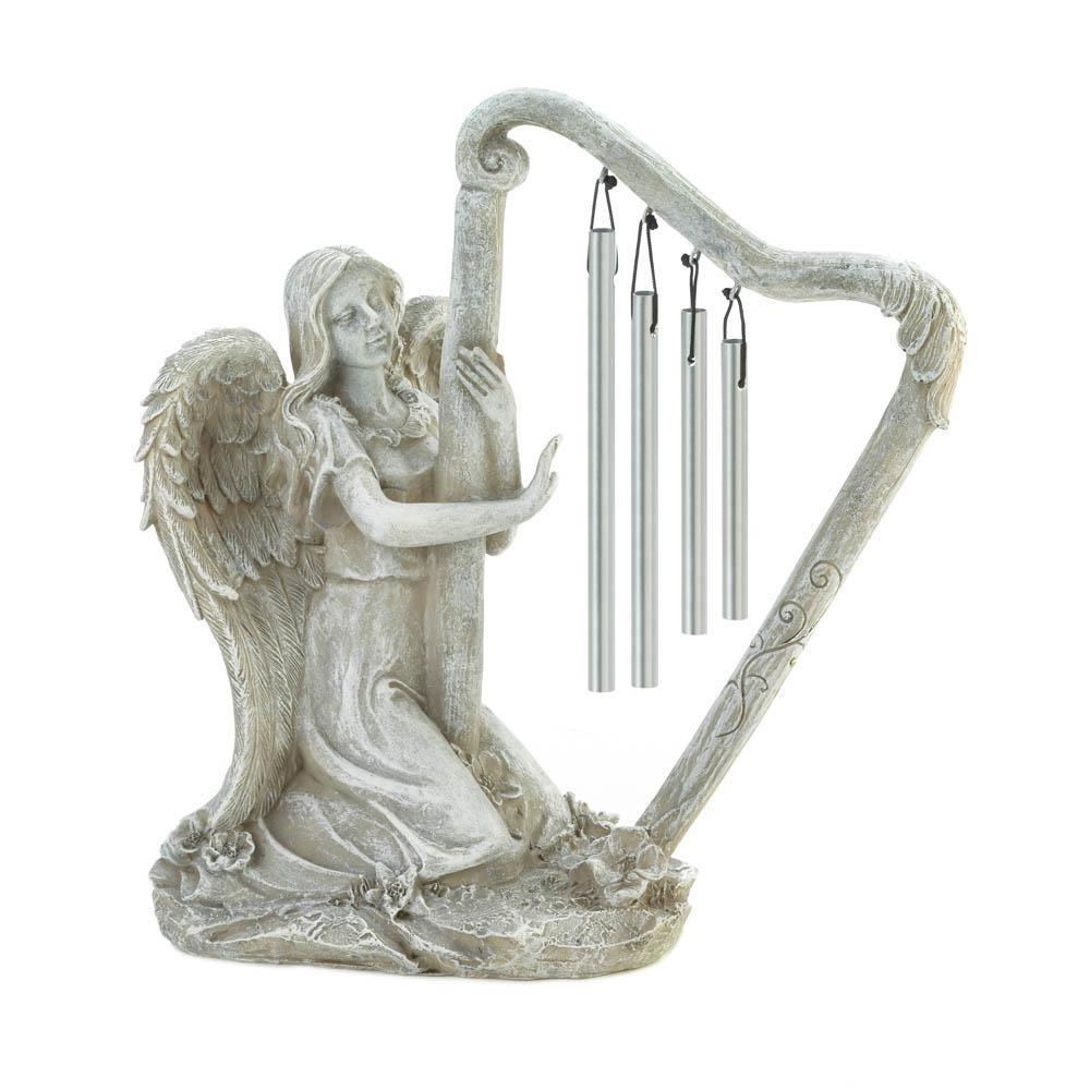 Stone-Look Angel Harp Standing Windchime - £36.10 GBP