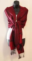 Dark Red with Black 10Pc Pashmina Cashmere Paisley Shawl/Wrap/Scarf/Stole - £96.48 GBP