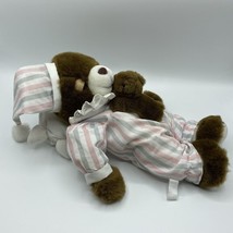 Snoring Sleeping Teddy Bear Pajamas Baby Pillow 13” Plush Vintage - £22.05 GBP