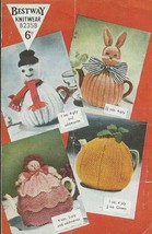 Vintage knitting pattern for 4 tea cosies. Snowman, Bunny, Doll &amp; an Ora... - £1.69 GBP