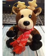 Coca Cola Bean Bag Plush Reindeer in Coca Cola Snowflake Scarf 1998.  6&quot;... - $7.20