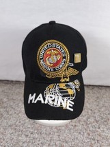 United States US Marine Corps USMC Black Gold Baseball Cap Hat Adjustable Strap - £11.84 GBP