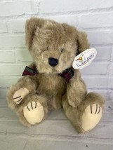 Wishpets Theodore Teddy Bear Plaid Ribbon 1998 Vintage Plush Stuffed Animal - $12.46